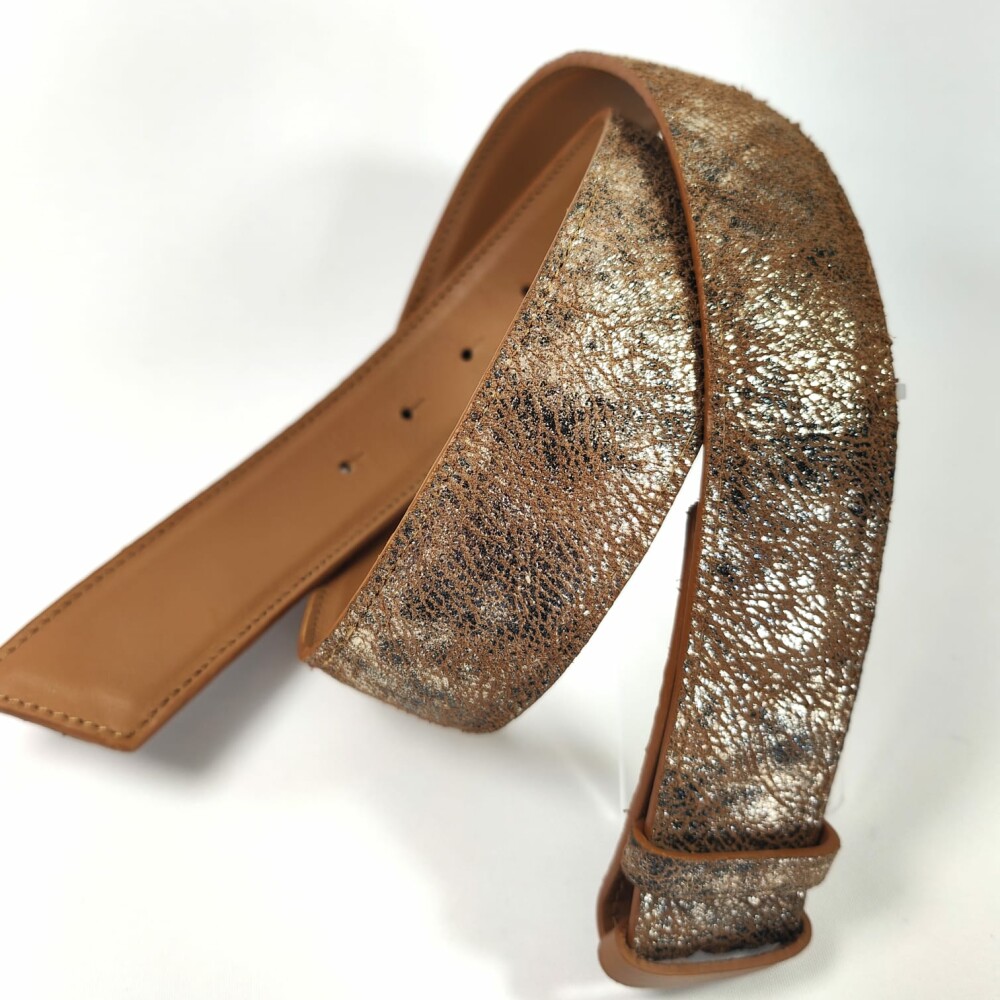 Ceinture reversible femme Camel / Camel brillant